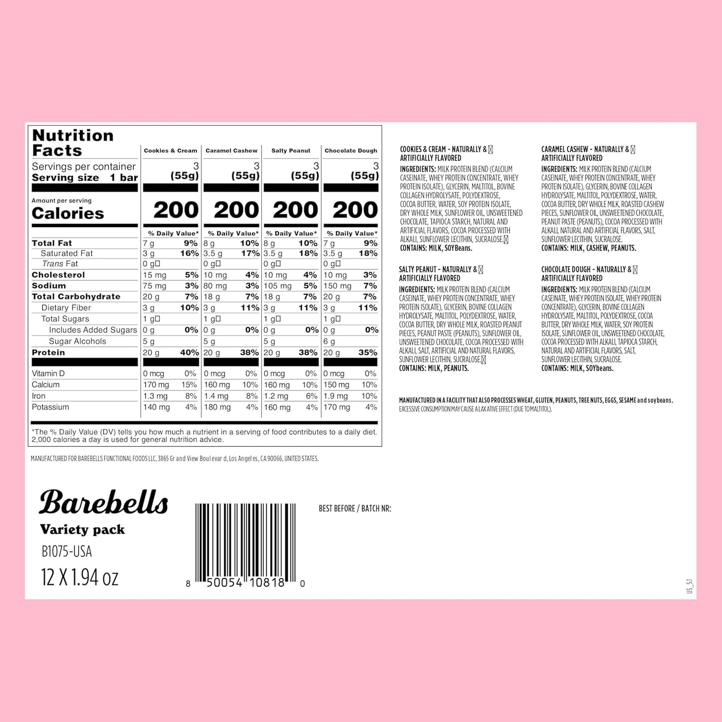 Barebells Protein Bars - 12 Pack